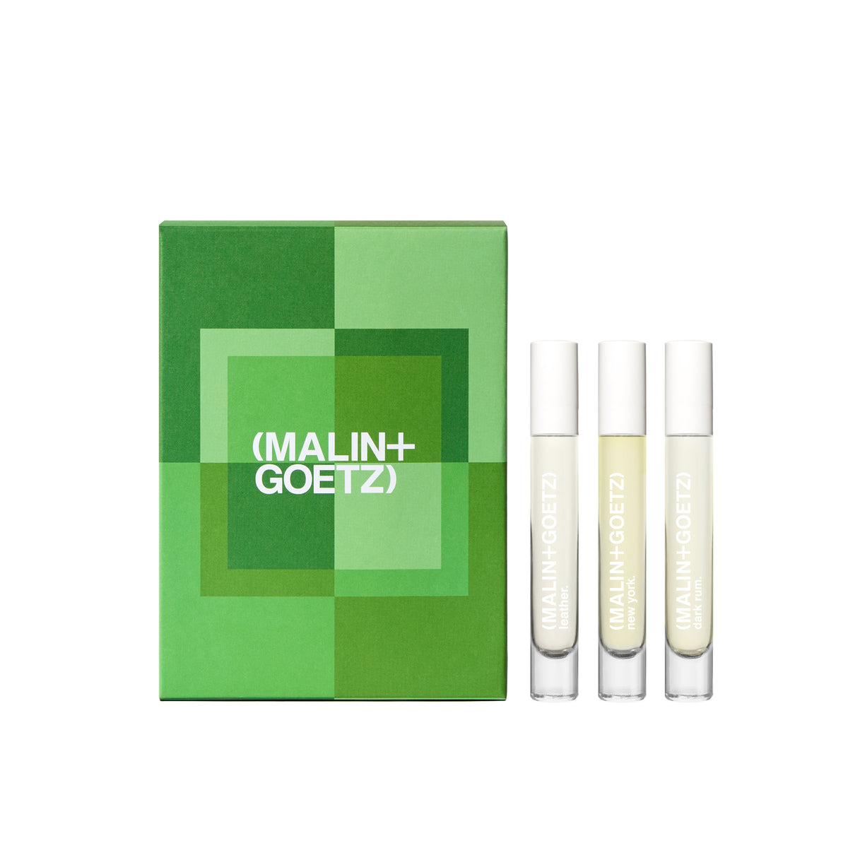 naughty, nice and neat holiday set includes leather eau de parfum. 0.33 fl. oz. / 10ml, grass eau de parfum. 0.33 fl. oz. / 10ml, dark rum eau de parfum. 0.33 fl. oz. / 10ml