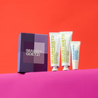 holiday hydration trio gift set. includes all-purpose moisture balm. 1 fl. oz. / 30ml, vitamin b5 hand treatment. 1 fl. oz. / 30 ml, and lip moisturizer. 0.3 fl. oz. / 10 ml