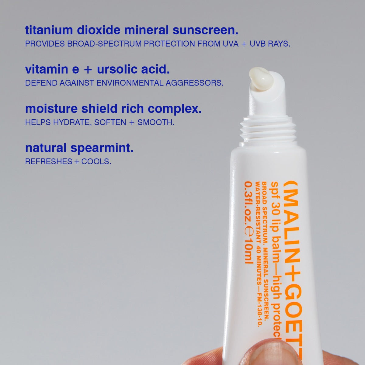 spf 30 lip balm–high protection.